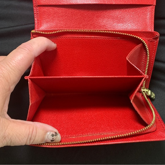 Preloved Rare Louis Vuitton Red Epi Porte Monnaie Billets Tresor Bifold Wallet - Picture 8 of 12